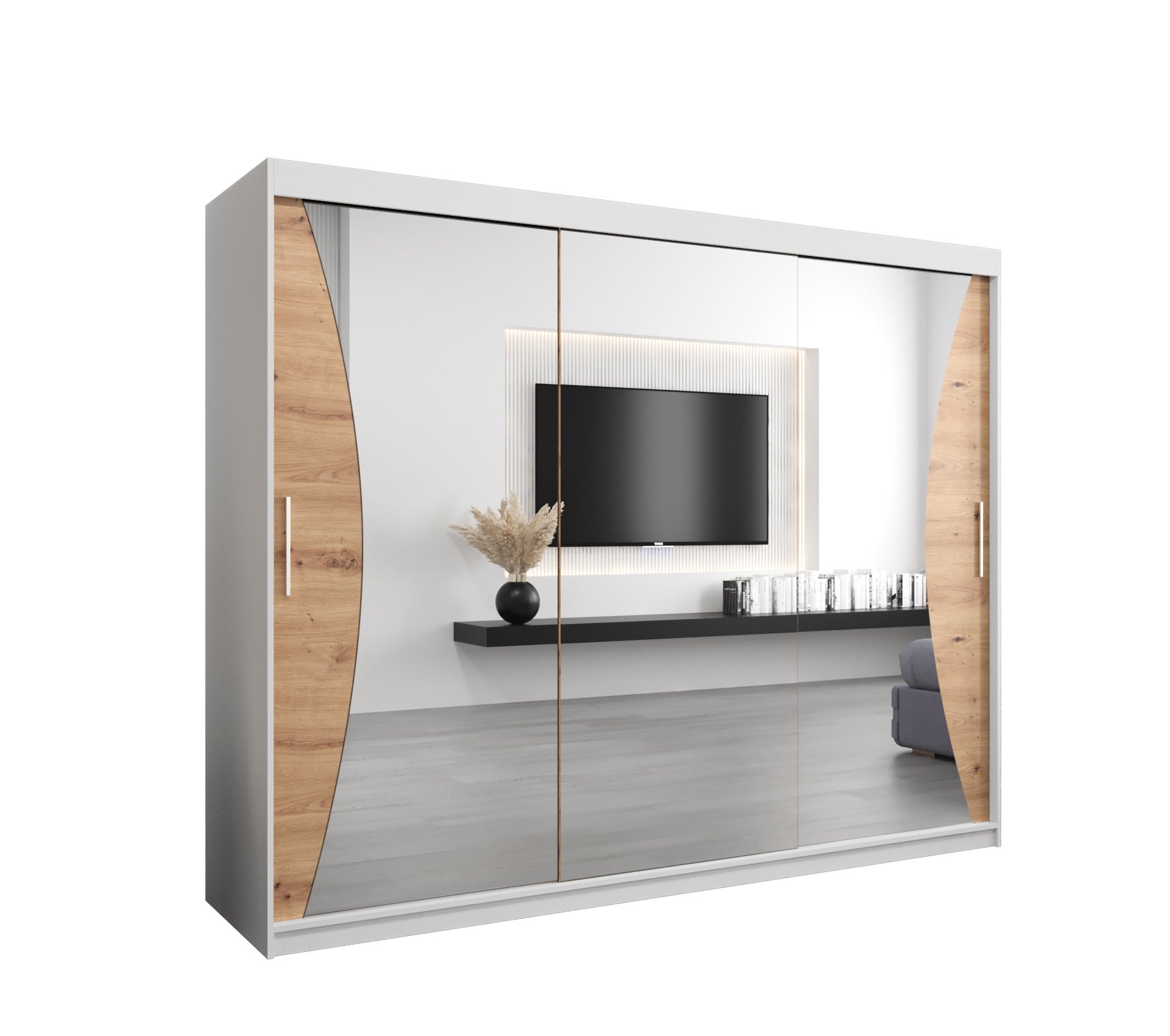 Szafa przesuwna garderoba MONACO 250 x 62 x 200 cm Biały + Artisan - Abiks Meble