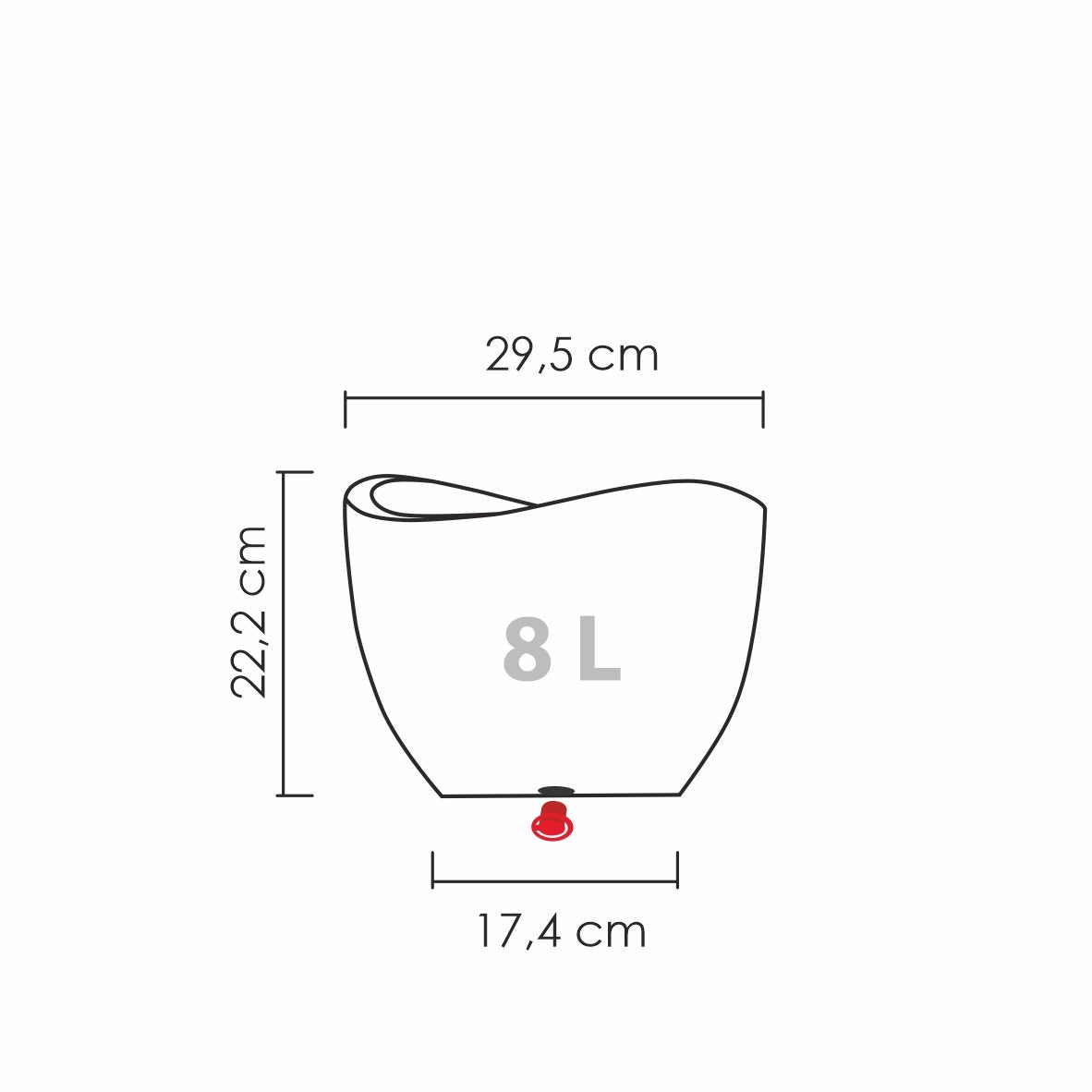 Scheurich Wave Globe 30, pot à fleurs/jardinière, cylindrique, coloris: Stony Grey, fabriqué avec du plastique recyclé, pour l’extérieur - 5