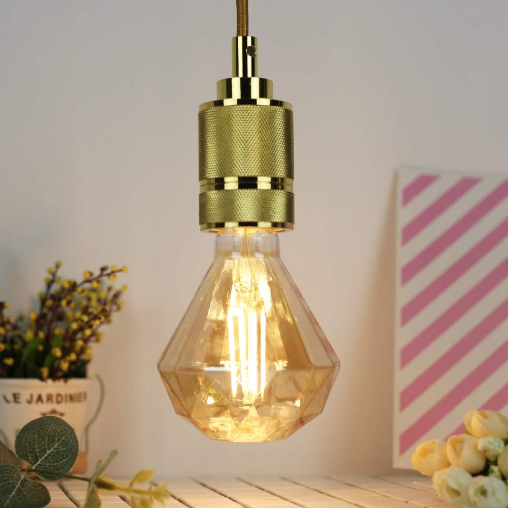 Ampoule LED vintage 4W Diamant Edison G95 220/240V E27 décorative spéciale ambre 2500K - 5