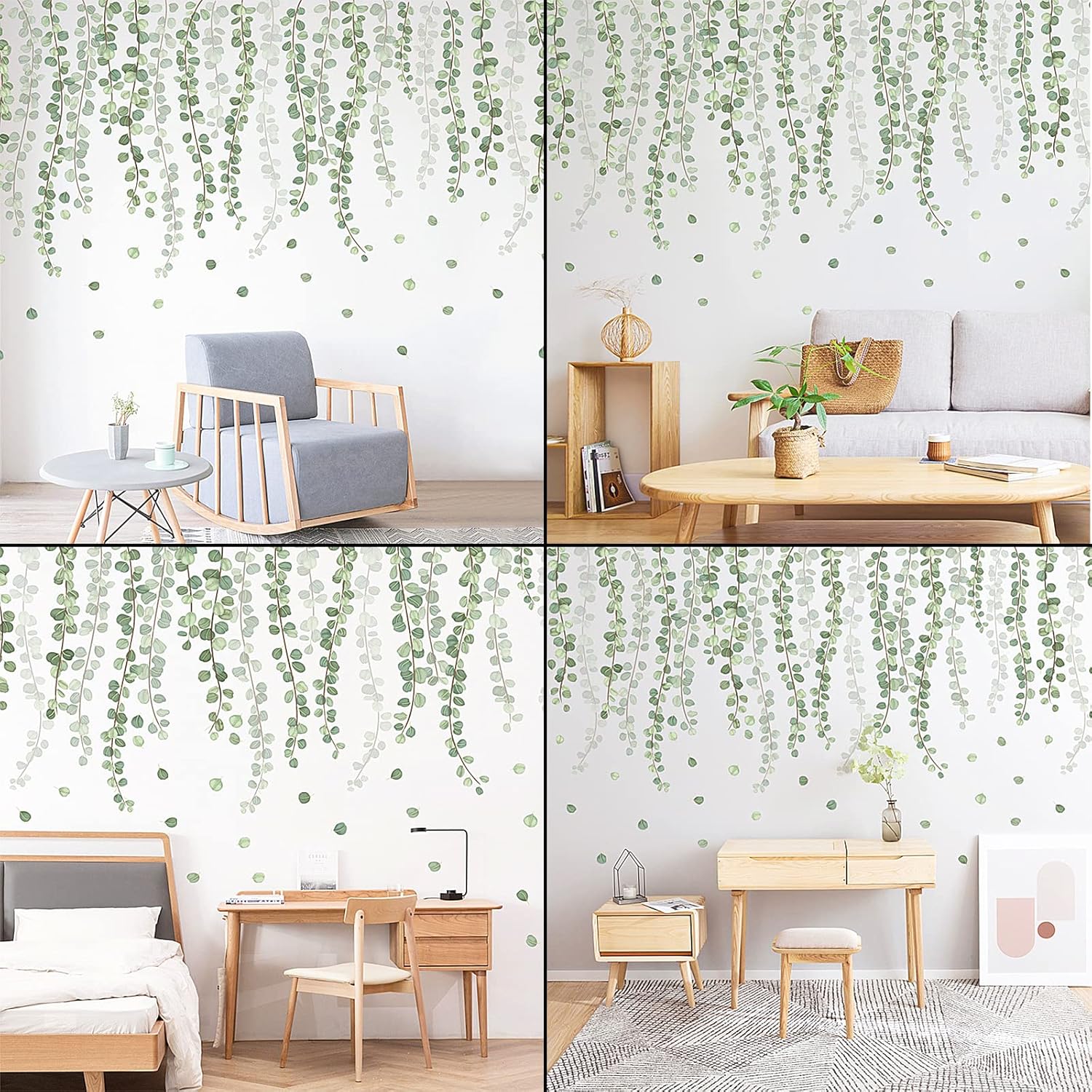 Autocollants muraux en forme de feuille, autocollants muraux de plantes vertes, salon, décoration de la maison de la chambre d'enfants - 7