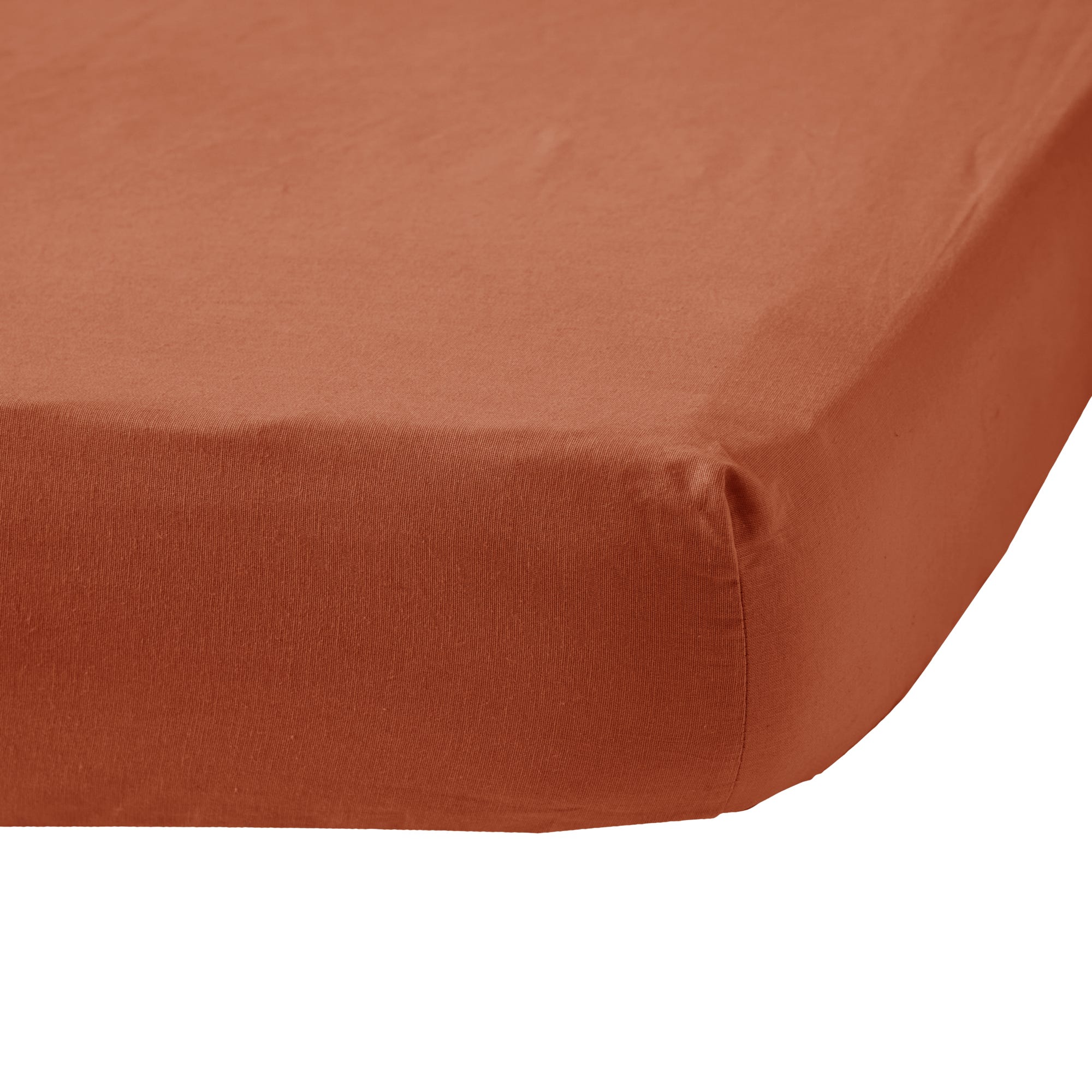 Drap Housse Coton Lin Valentine CAMIF 160 X 200 Cm Terracotta Leroy drap-housse-coton-lin-valentine-camif-160-x-200-cm-terracotta-leroy