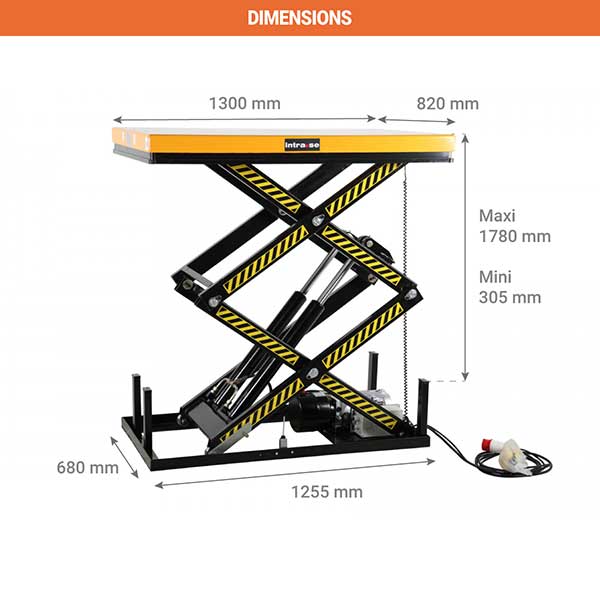 Plateforme élévatrice électrique - Levée max 1780 mm - Capacité max 1000kg - Table de levage industrielle - 1321053120 - 2