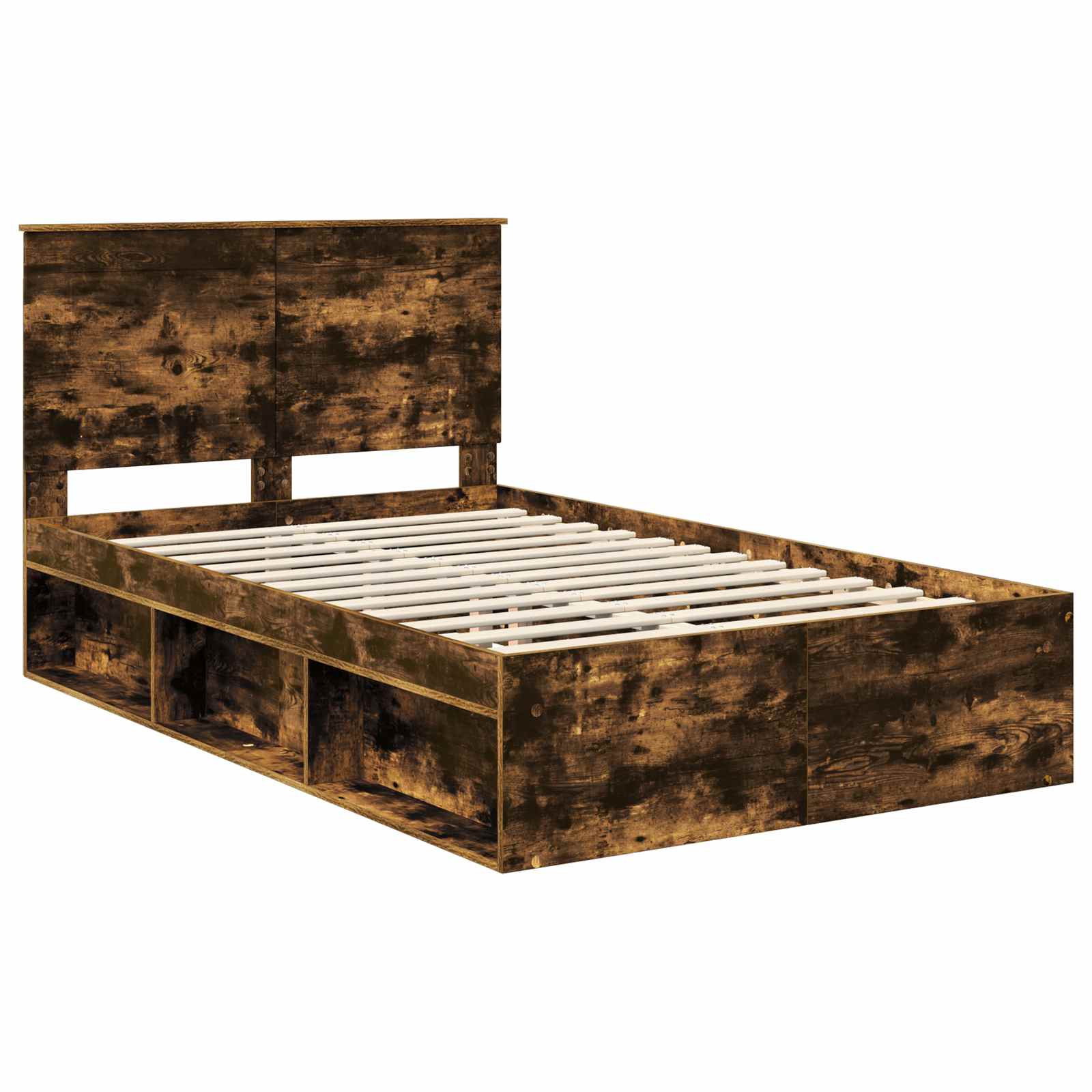 Cadre de lit chêne fumé 120 x 200 cm bois de pin massif - 4