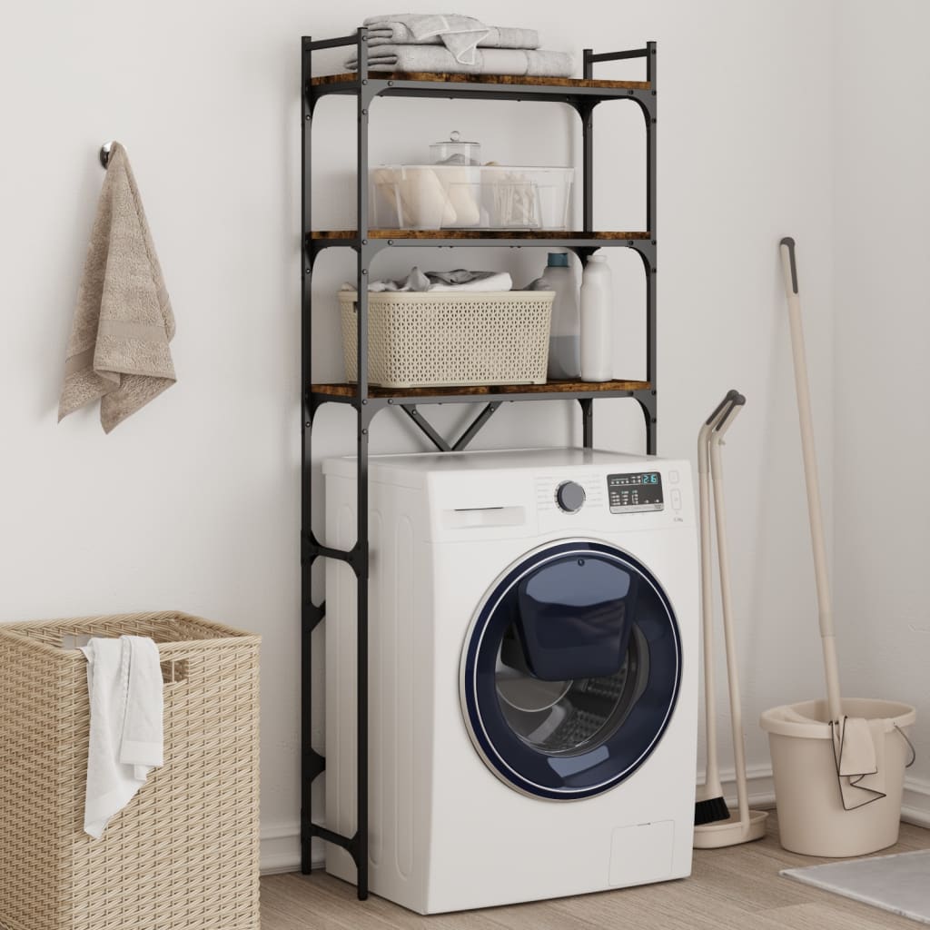 vidaXL Armoire de Salle de Bain Organisateur de Maison Meuble pour Lave- Linge Armoire de Rangement Intérieur Chêne Fumé 64x25,5x190 cm
