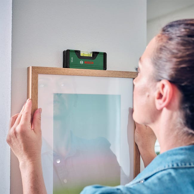 Livella A Bolla Bosch Da 12 Cm - Mini E Compatta, Con Bolla Fluorescente, Alluminio, Per Allineamenti Precisi - Foto 14