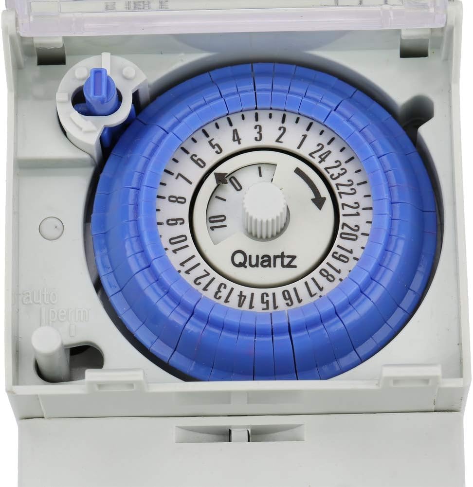 Minuterie Mécanique Étanche, Horloge Programmable 24h Programmateur pour Chauffe Eau Électrique, AC230V - 6