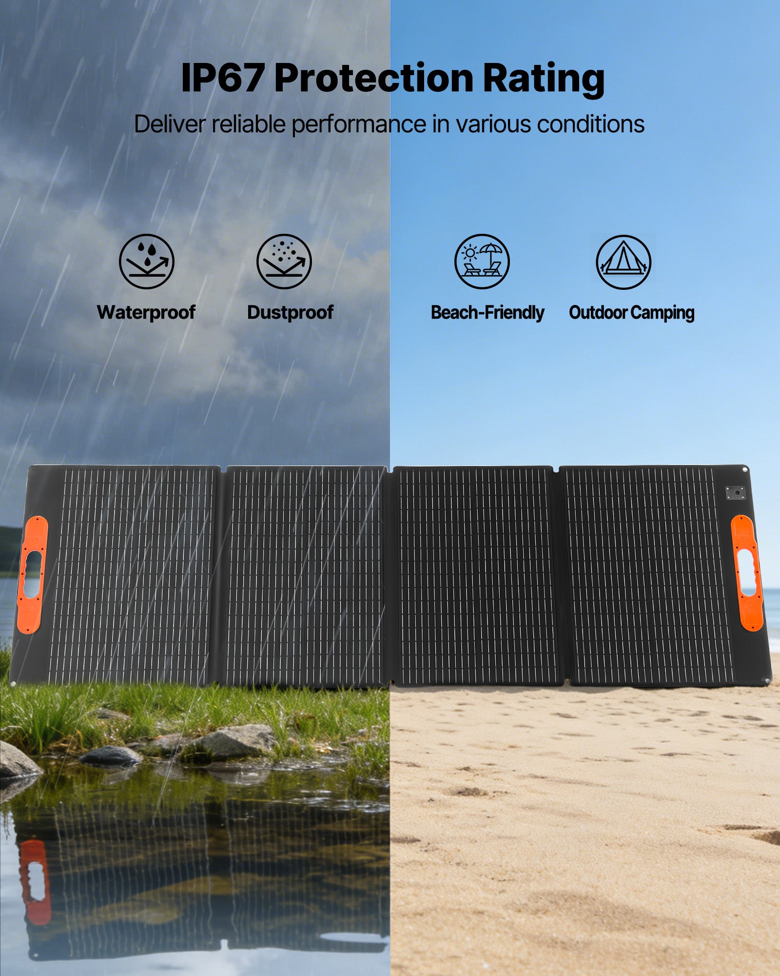 Estação energia VEVOR 2160 Wh Gerador solar portátil 2400 W 2 painéis solares dobráveis ​​​​200 W, 10 portas de saída, potência de entrada ajustável - 5