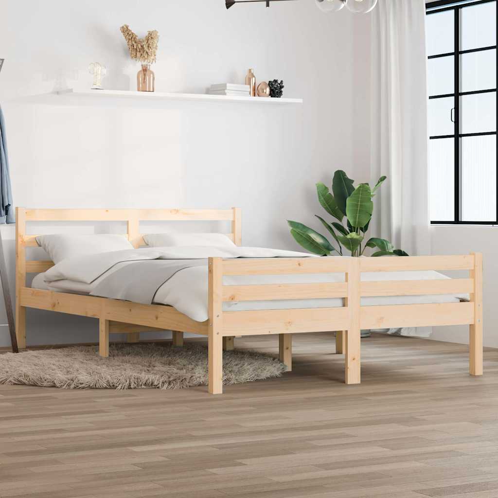 Vidaxl Estructura De Cama Doble Madera Maciza 135X190 Cm , Leroy Merlin