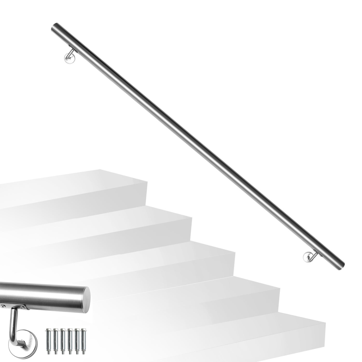 Pasamanos De Acero Inoxidable V2A Para Escaleras 42.4 Tapa Curva