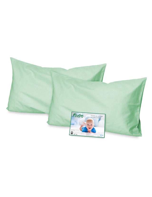 PAIRE de taie d'oreiller PEDRO pour lit bébé CM. 40X60 TOUTES LES COULEURS Vert
