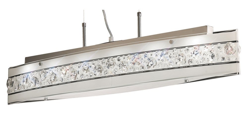 Suspension Cosmic Bar 5 Ampoules chrome poli/verre/cristal - 5
