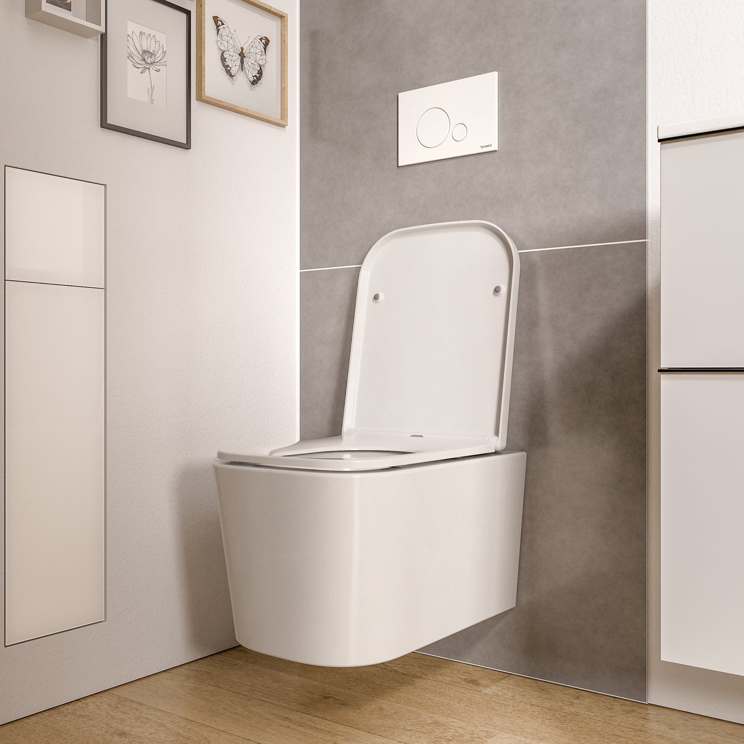BERNSTEIN - WC suspendu Blanc brillant 36x52x36cm (LxPxH) sans rebord, abattant fermeture progressive + soft-close - LAVOA - 2