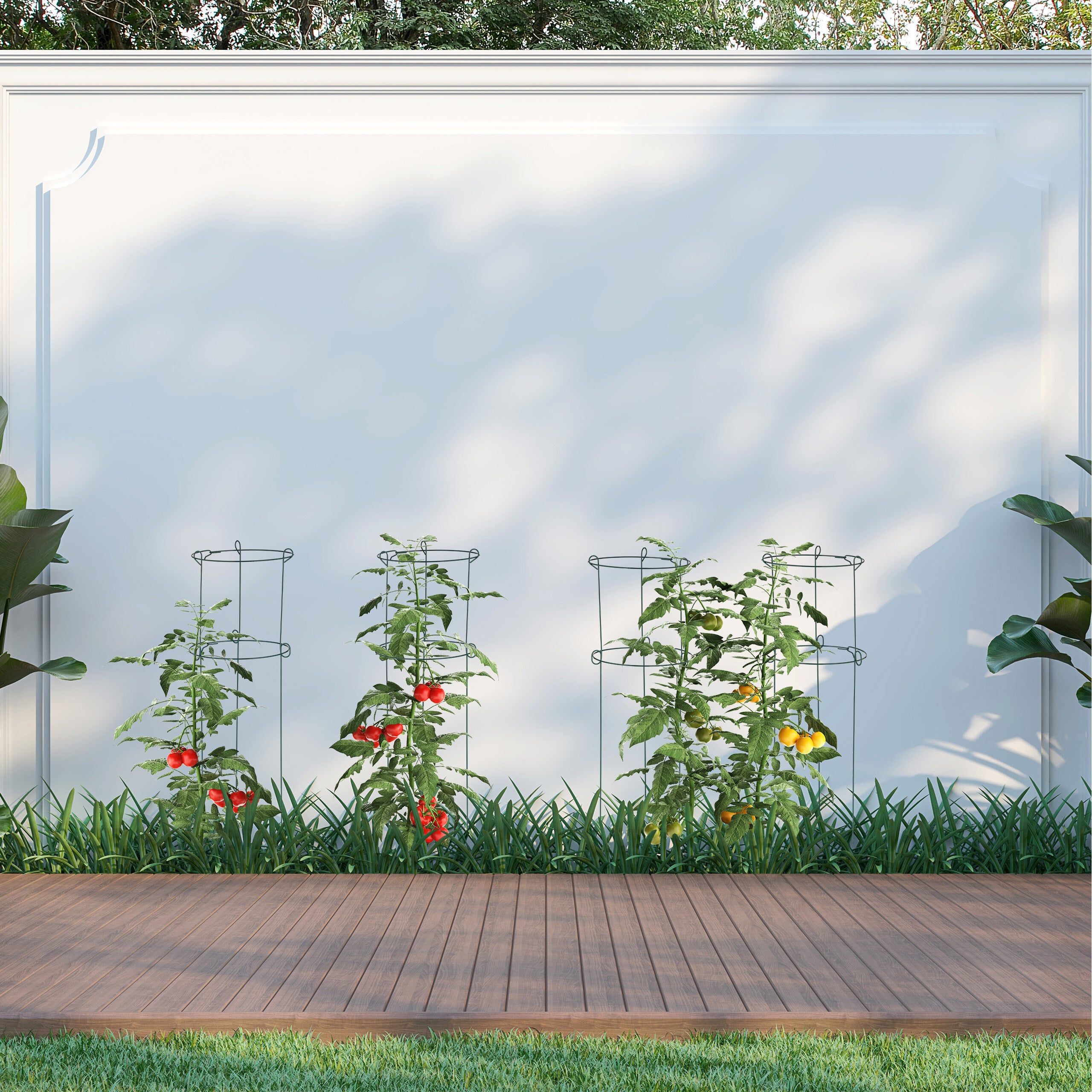 Tuteur autoportant pour plantes grimpantes, lot de 4, à 3 pieds, pour rosiers et tomates, en acier, 75,5 x ø 26 cm, vert foncé, Relaxdays - 2