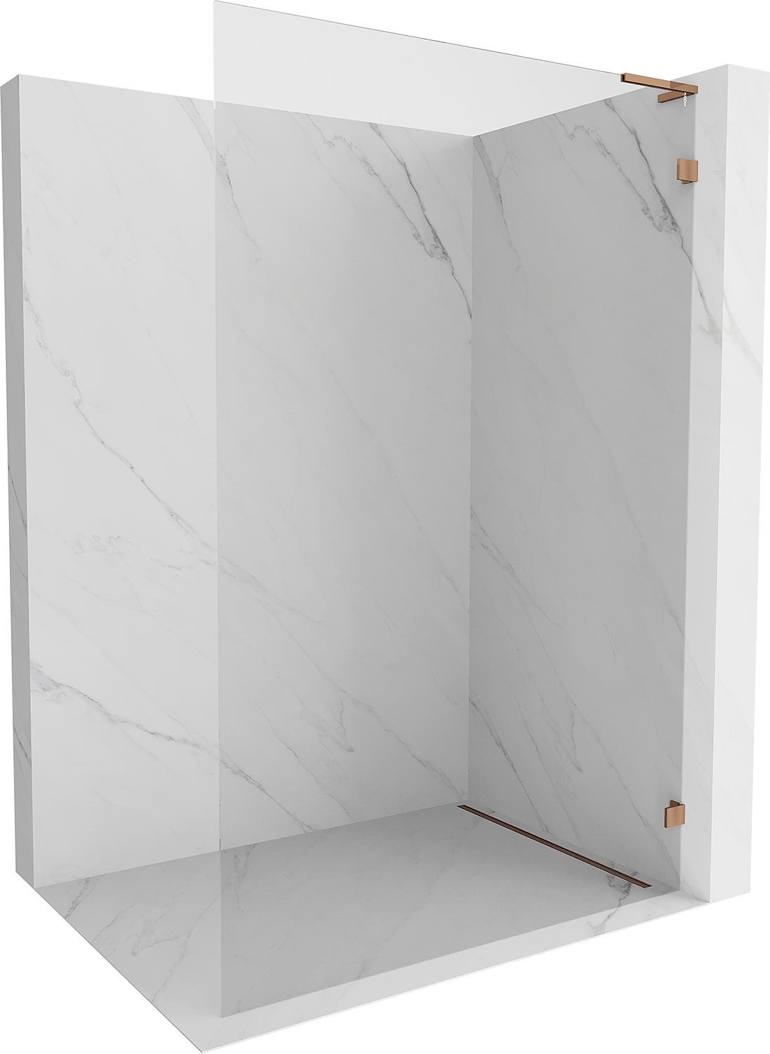 Mexen Lunar L ścianka prysznicowa Walk-in prawa 100 x 200 cm, transparent 8 mm, różowe złoto - 830L-100-000-60-00-P
