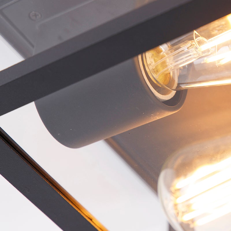 Qazqa design plafonnier extérieure, lumière plafond pour jardin - Charlois - noir, max. 40w, e27, 24cm, IP44, carré, à 2 - 5