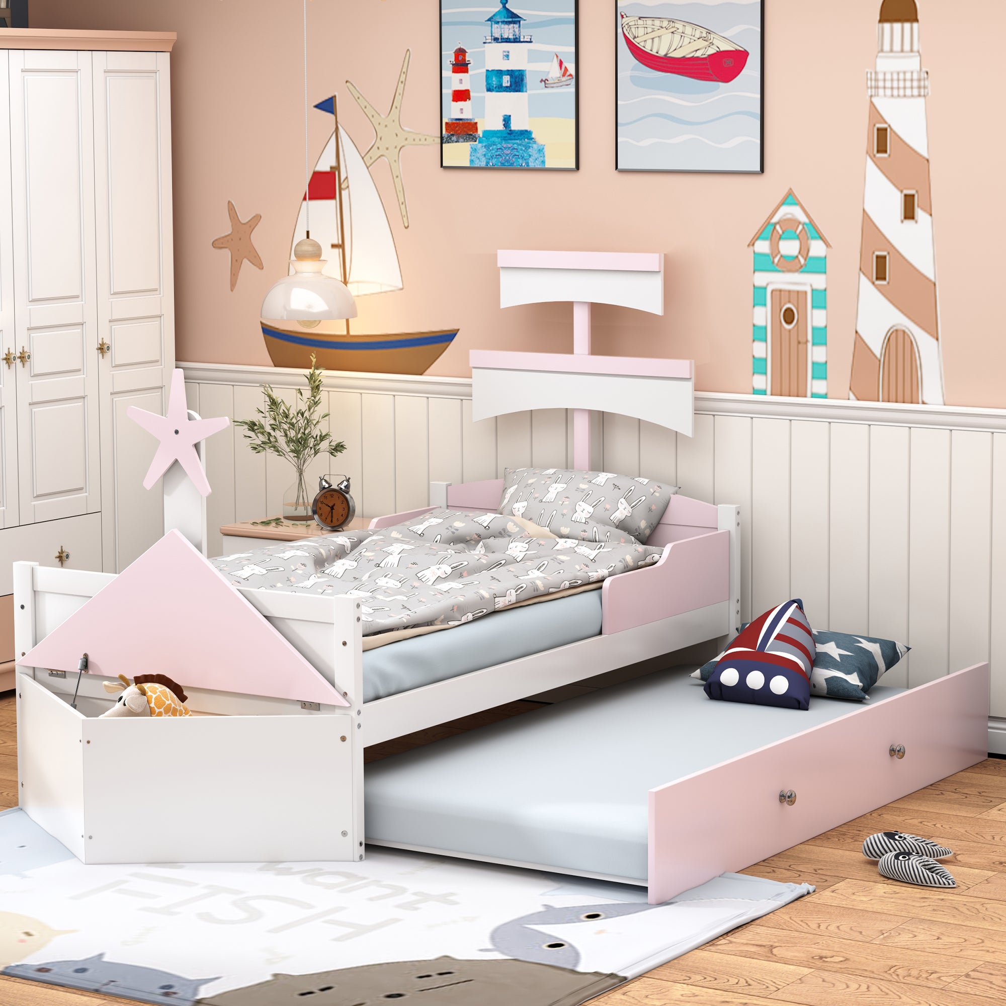 Lit en pin massif huilé 140 x 190 pied bas