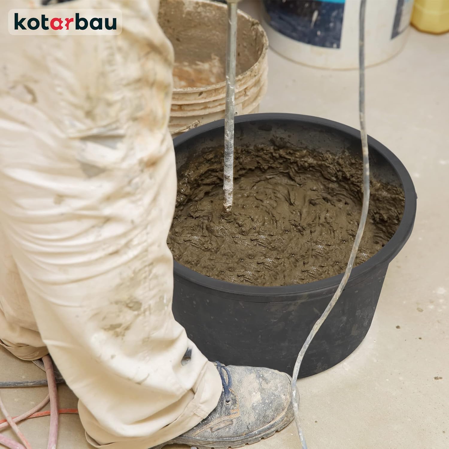 Seau à Mortier en Plastique 65L Rond, Noir - Seau de Construction - KOTARBAU - 4