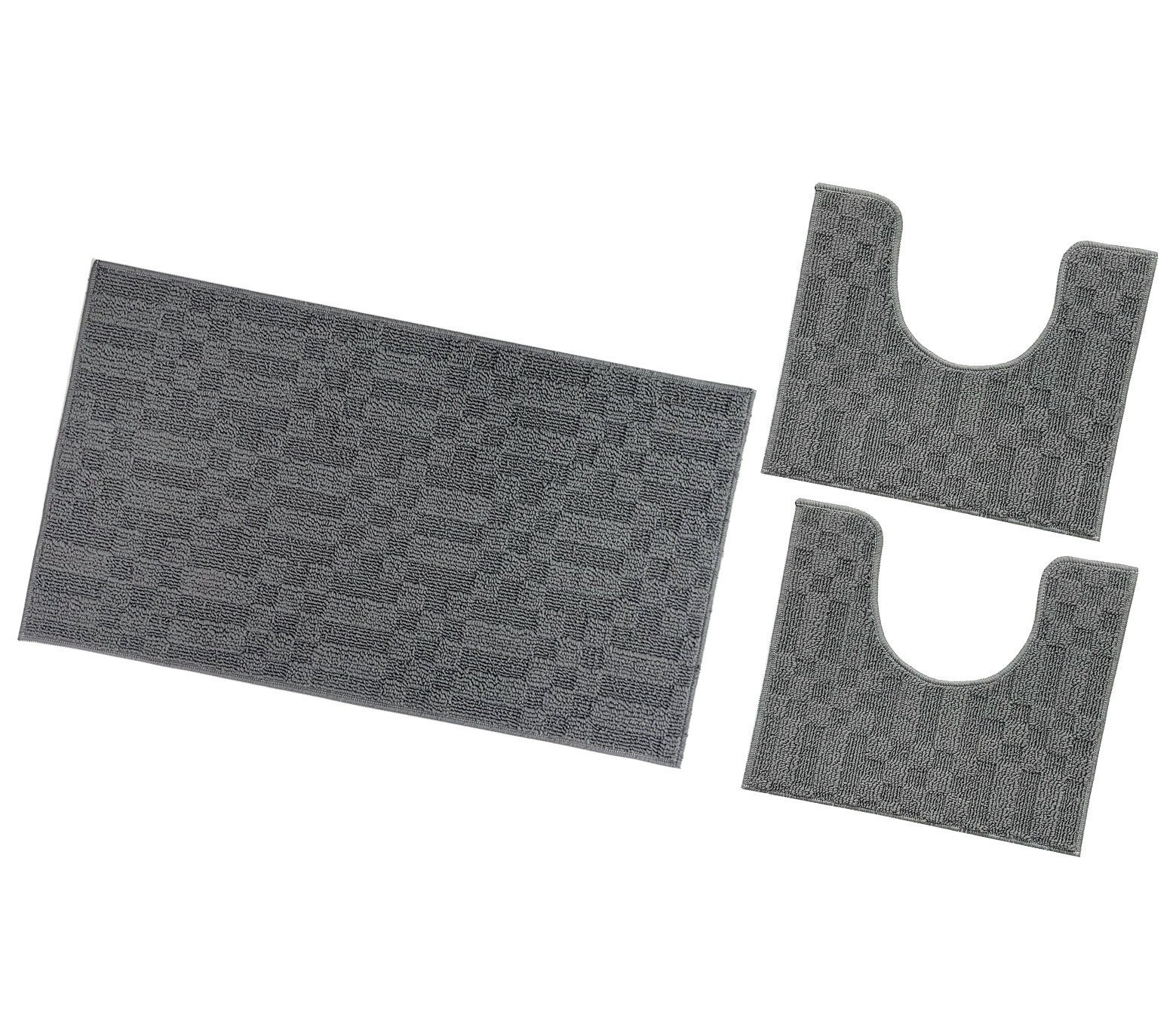 Dywanik łazienkowy 3D Miękki Chłonny Antypoślizgowy Zmywalny Dywanik Nocny Zestaw 3-Częściowy Antracytowy