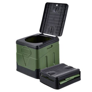 Toilette Pliante Portable Pour Adultes – Anti-odeur, Noire, Avec Rangement – BZD