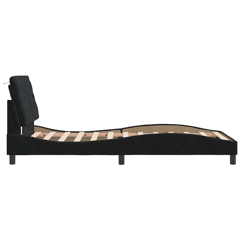 Cadre de lit sans matelas noir, velours, pour la chambre, 100 × 200 cm - 6