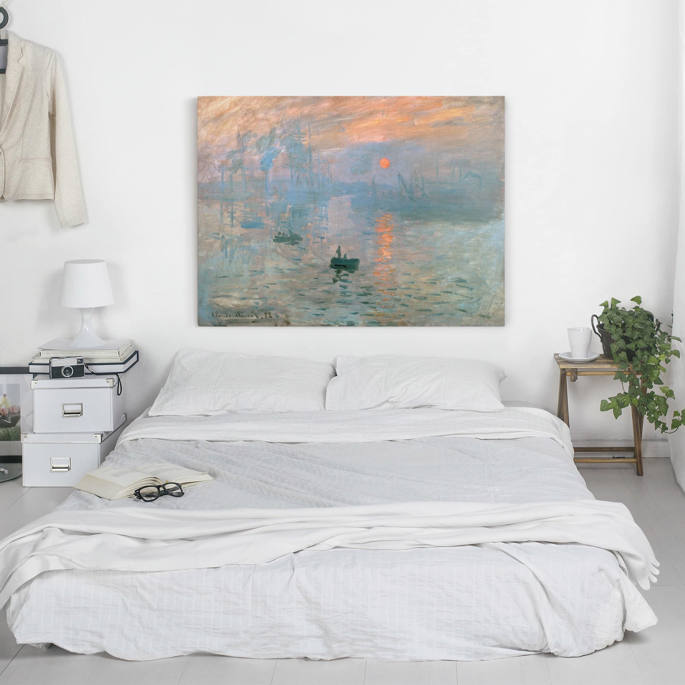 Impression sur toile tableau sur toile châssis bleu Claude Monet peinture 162 salle de bain chambre à coucher salon couloir 100 x 75 cm - 3