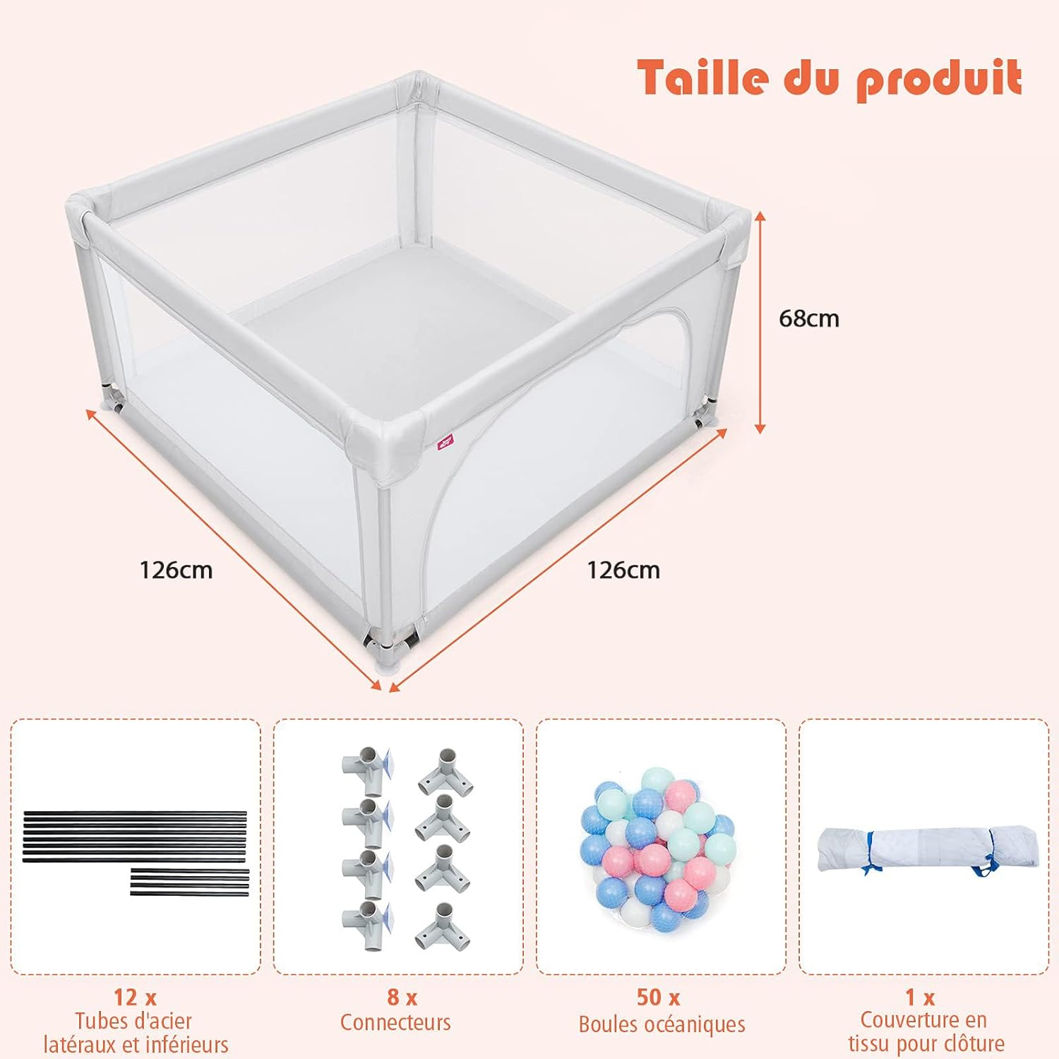 Box Bambini 120x120cm Box Neonato Adatto Per Appartamenti Recinto - 9