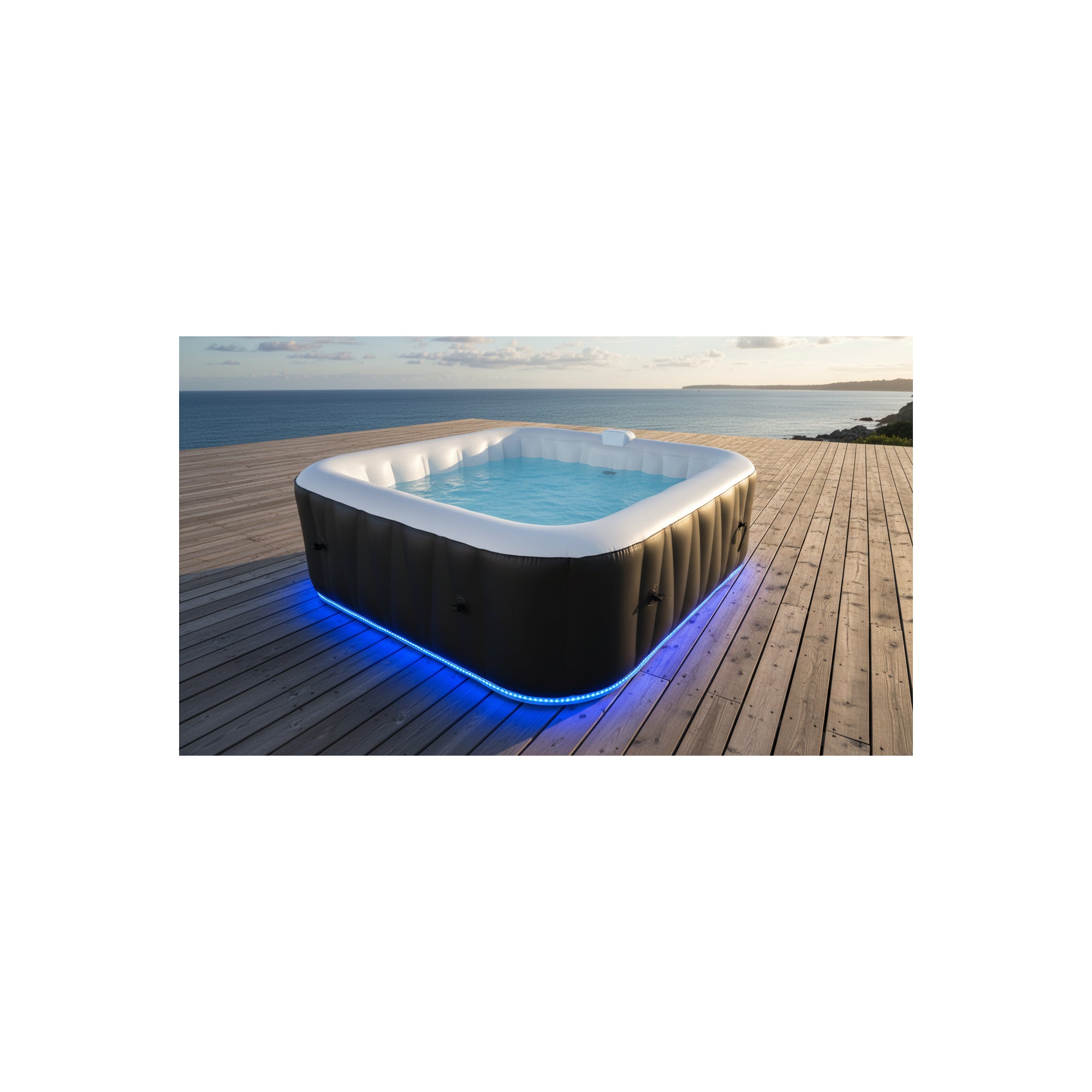 Spa gonflable 6 places carré - Sunspa - Bandeau LED inclus - Dimensions : 185 x 185 cm - 5