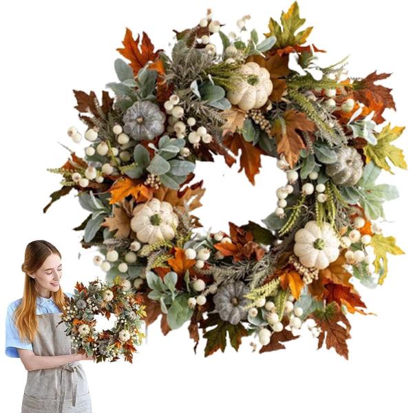 Corona de otoño para puerta de entrada | Corona de otoño de 45 cm/18 pulgadas, decoraciones de otoño para el hogar | Coronas de otoño artificiales