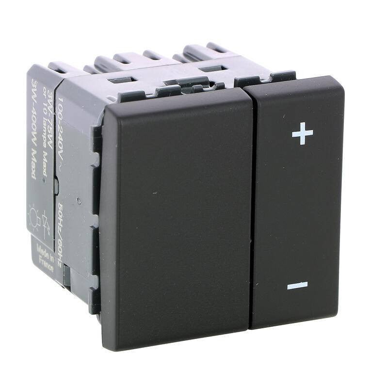 Interrupteur variateur Mosaic Legrand - 400W - 2 fils 2 modules - Noir ...