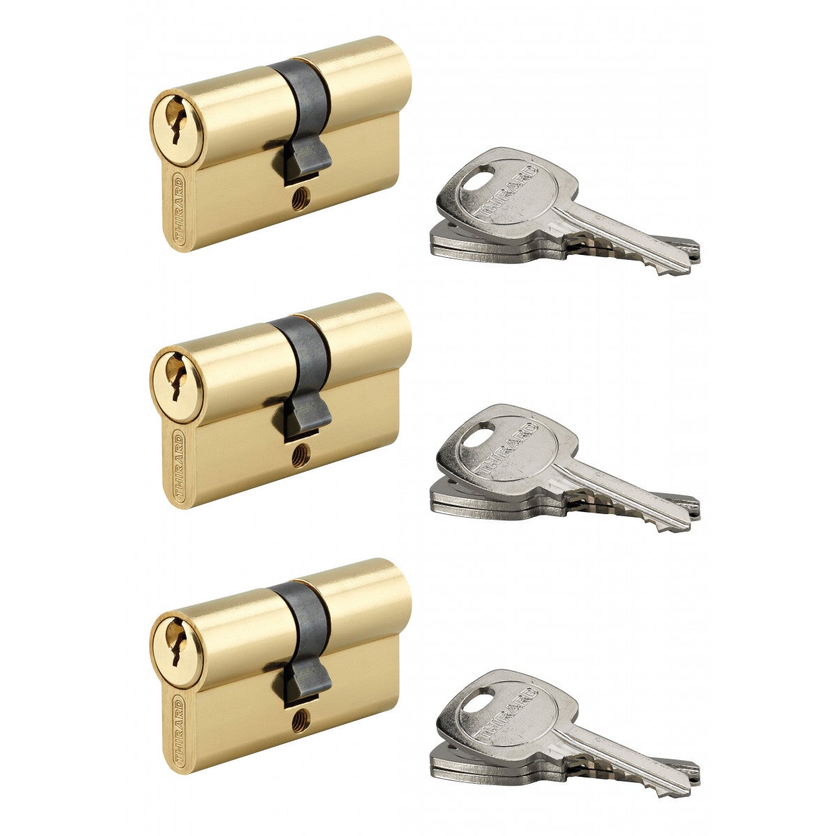 3 Barillets Cylindres De Serrure En Laiton – Avec 9 Clés – Bgs Diy – Réf 03983