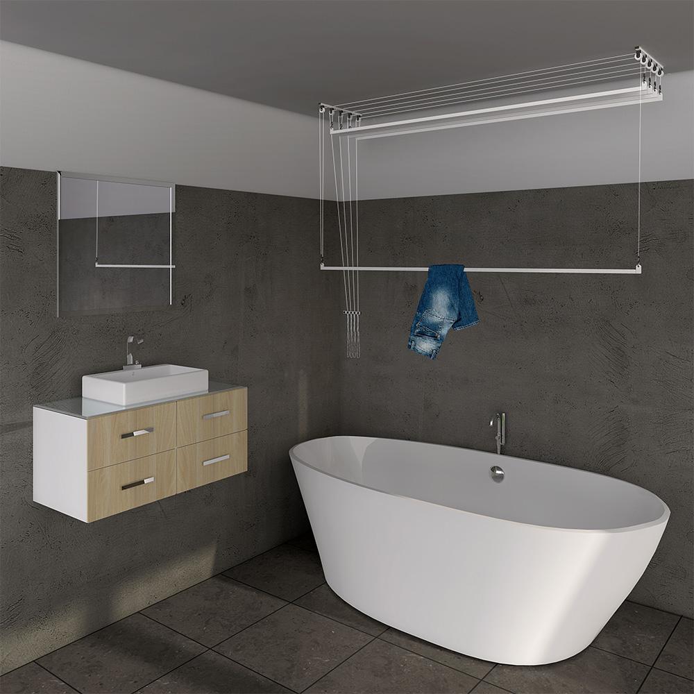 Stendibiancheria Da Soffitto KADAX - Acciaio Con Rivestimento Polietilene, Capacità 10kg - Bianco - Foto 3