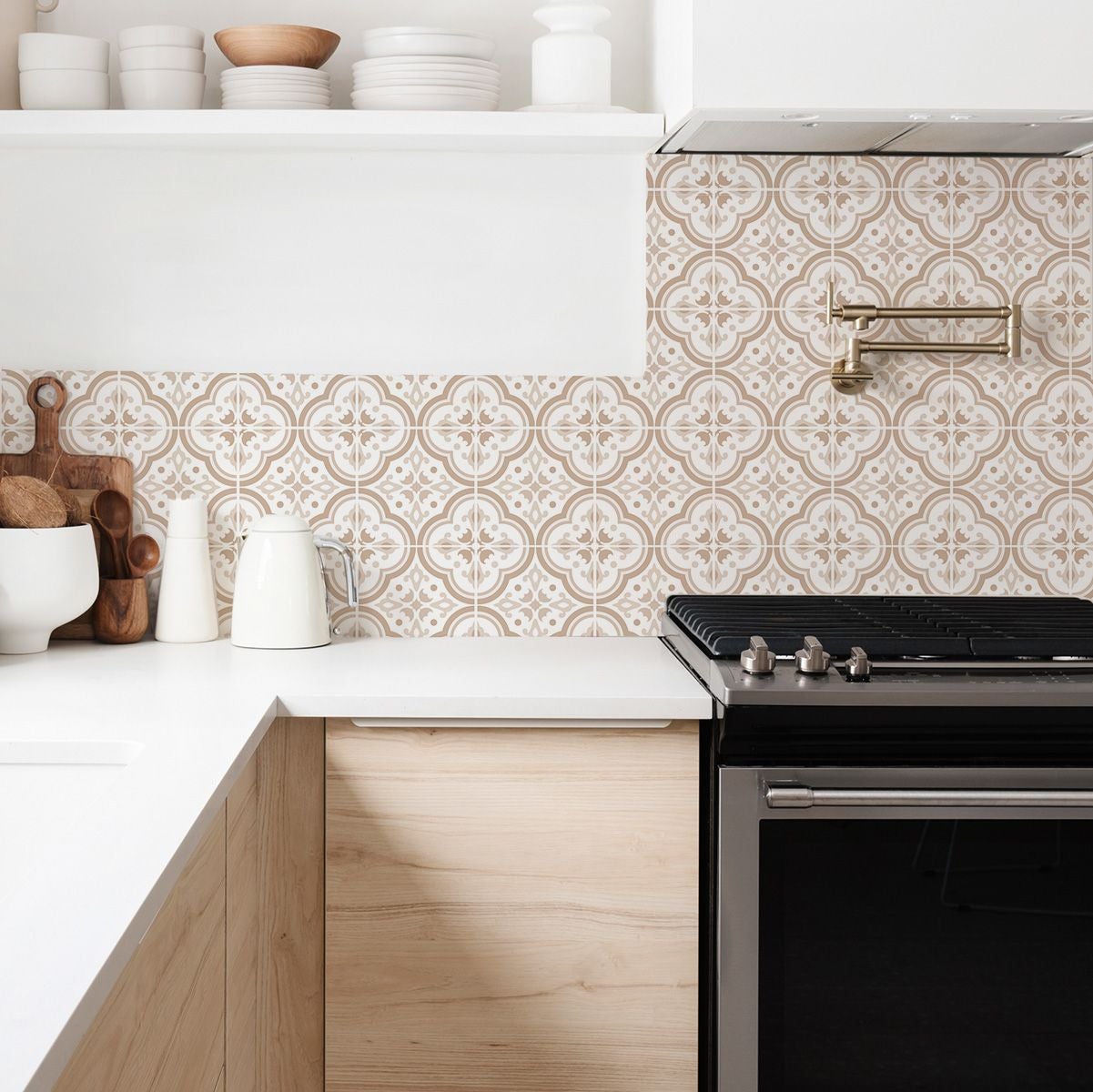 Papel adhesivo cocina azulejos lisbona marrón y blanco lavable y removible - 1 rollo 50x300 cm - decochic
