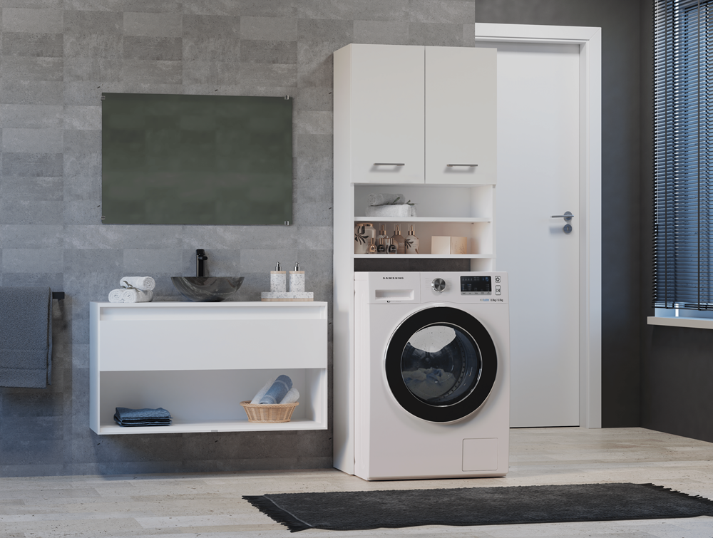Topeshop PRALKA POLA BIEL szafka łazienkowa biała