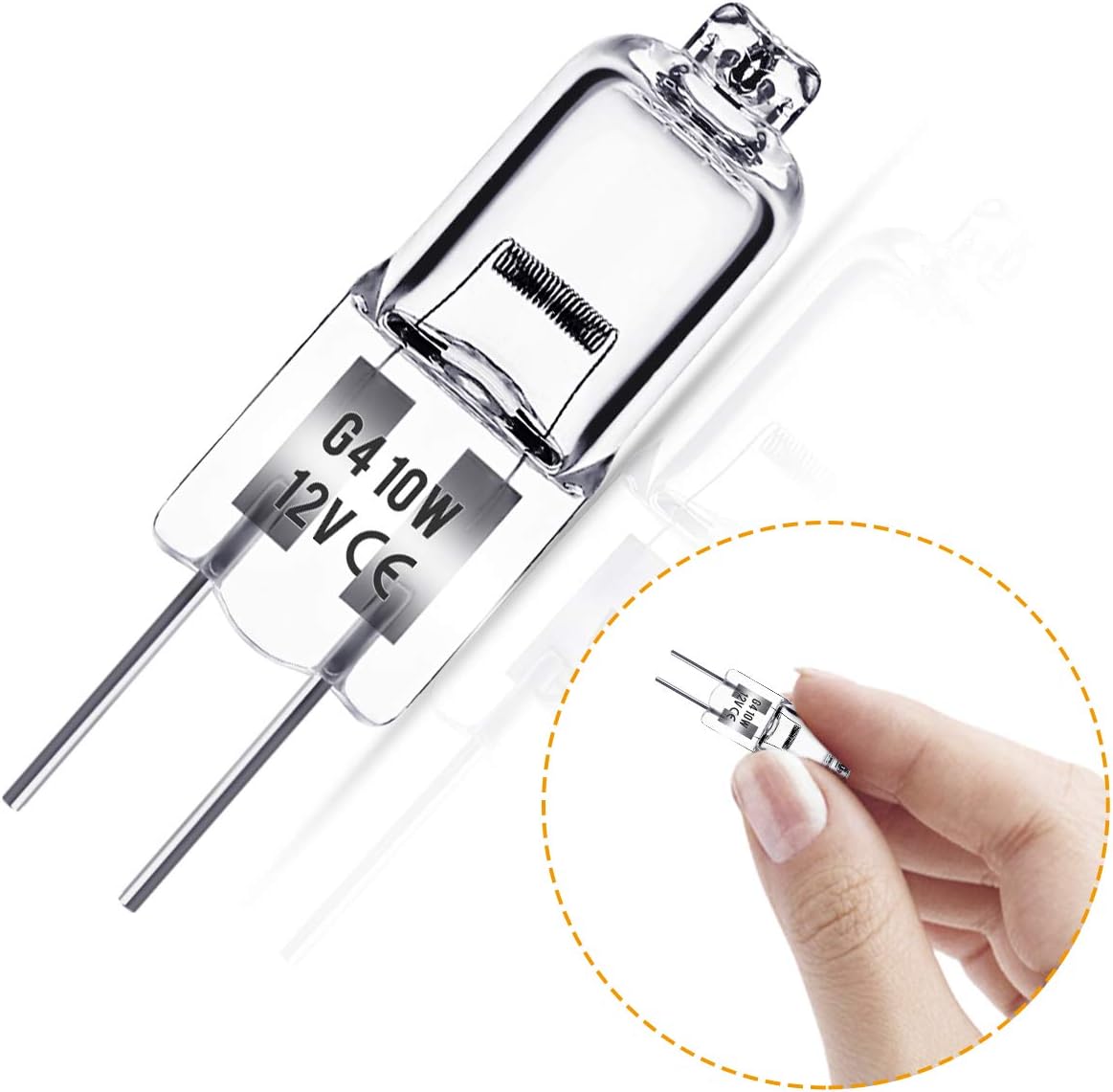 Lot De 10 Ampoules Halogènes G4 12V 50W - Blanc Chaud (2900K), Capsule Transparente Pour Luminaires Intérieurs