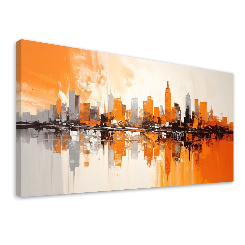 Obraz do salonu sypialni biura, Pomarańczowe Miasto Budynki imitacja farby 120x60