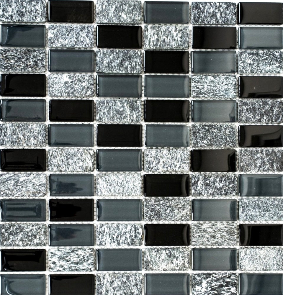 Mosaïque En Pierre Gris Noir Mur Cuisine Bain Miroir 58-0203_F 10