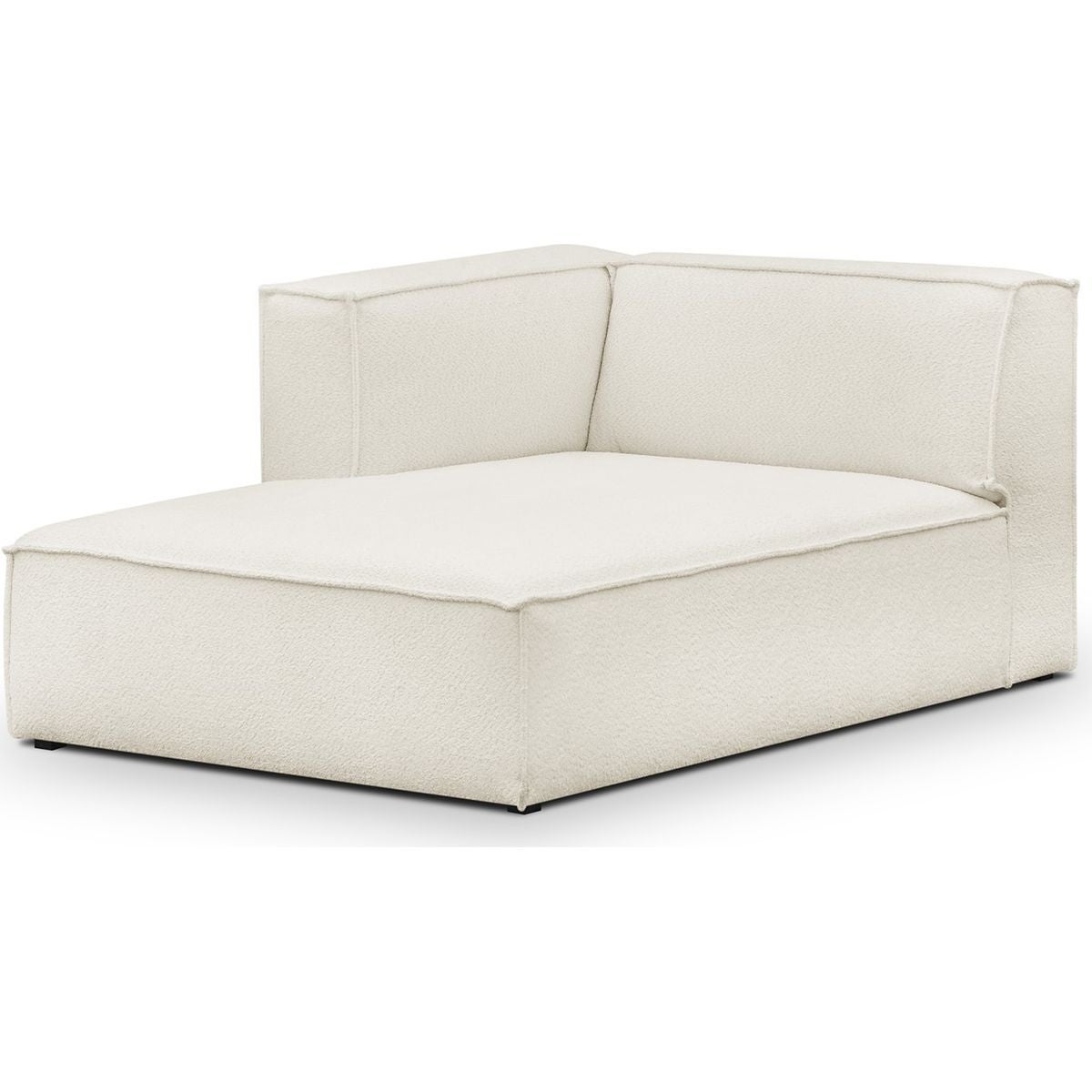 Méridienne d'angle à gauche modulable en tissu bouclette écru - Rezia ...