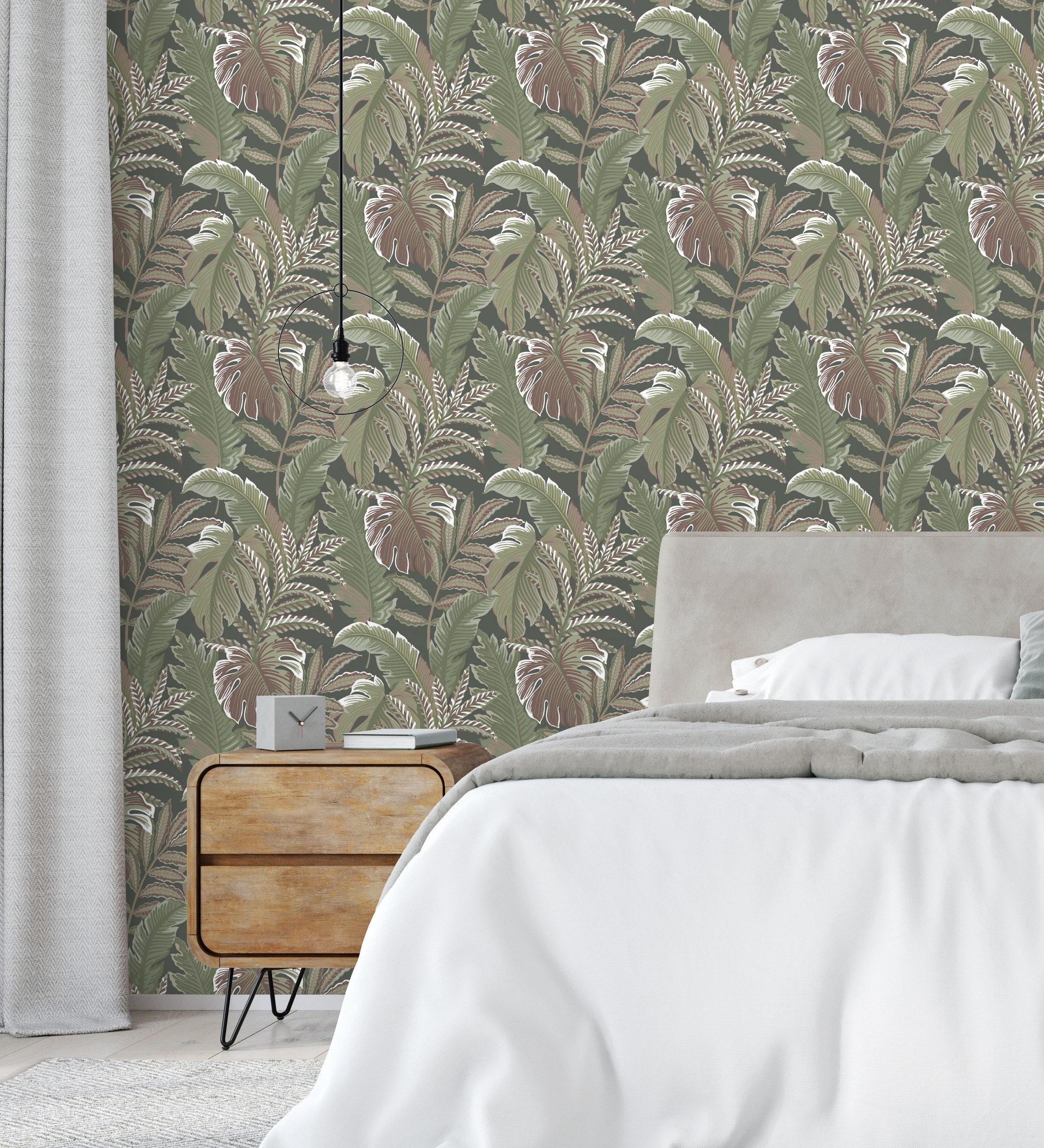 Papel pintado vinílico ecológico decorativo de hojas tropicales - palmer hill 680741 de gaulan - rollo de 10 m x 0,53 m