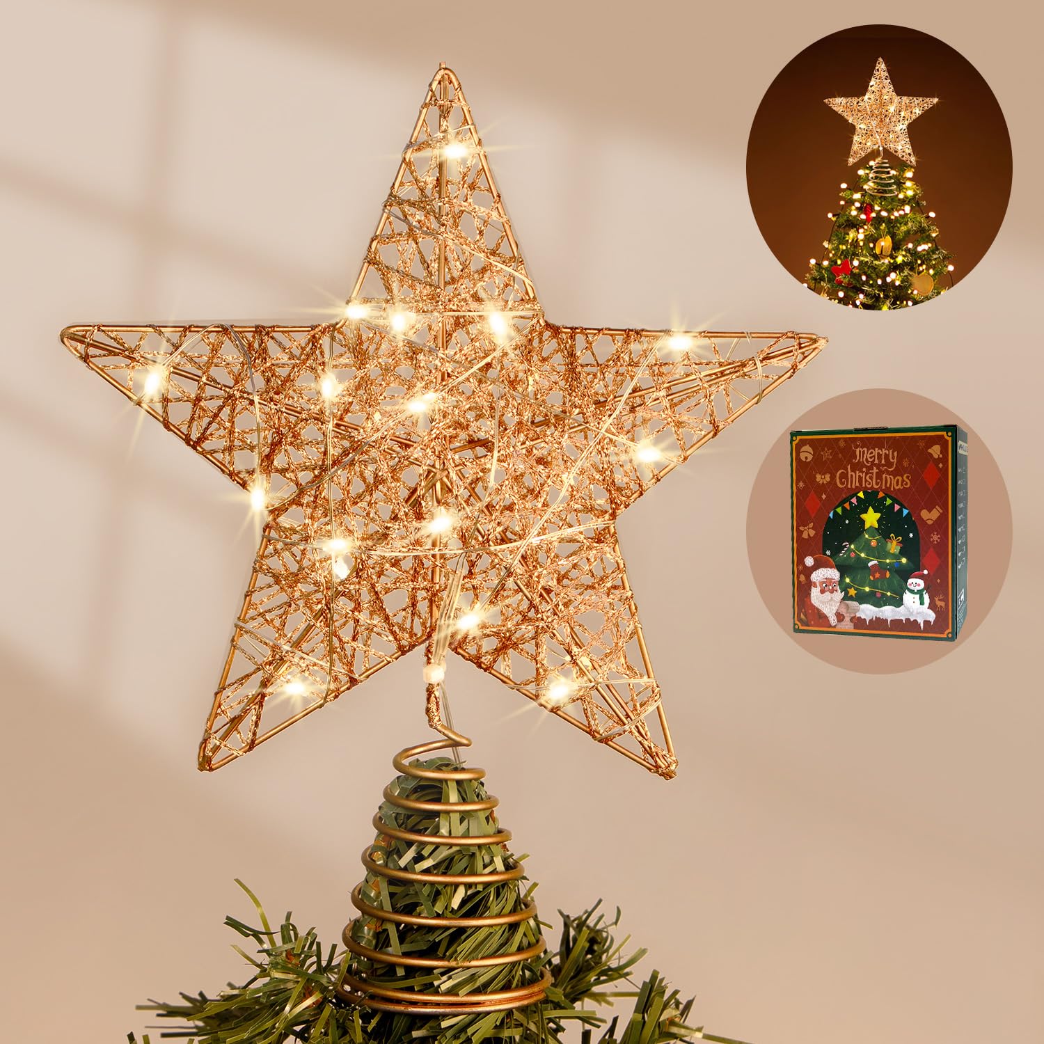 Étoile Sapin De Noel 20 X 25cm, Étoile Pour Pointe De Sapin De Noel 20 Etoile Sapin De Noel Lumineuse Led Couleur 98552457