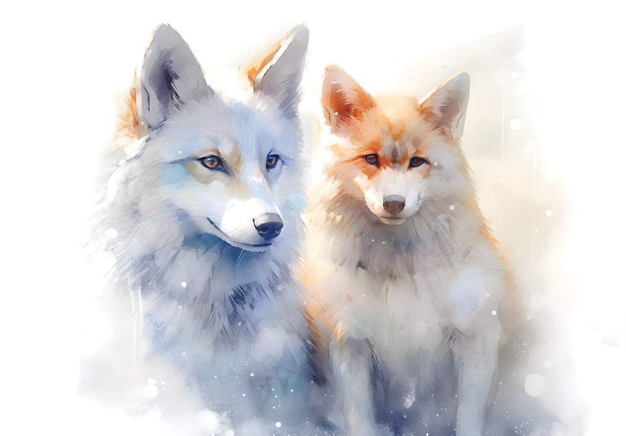 Fototapet renards animale aquarelless Vlies Tapet Pentru Dormitor Camera Living Perete 368x254 cm