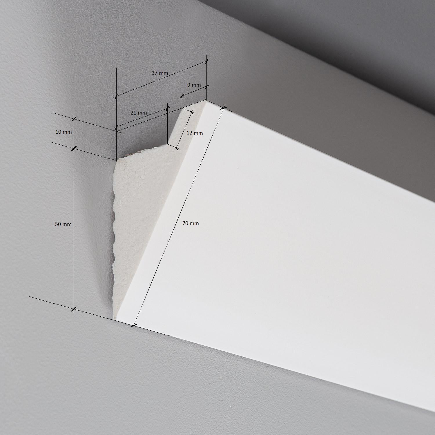 Moulure Diagonale Modern 2m pour Ruban LED Blanc - 6