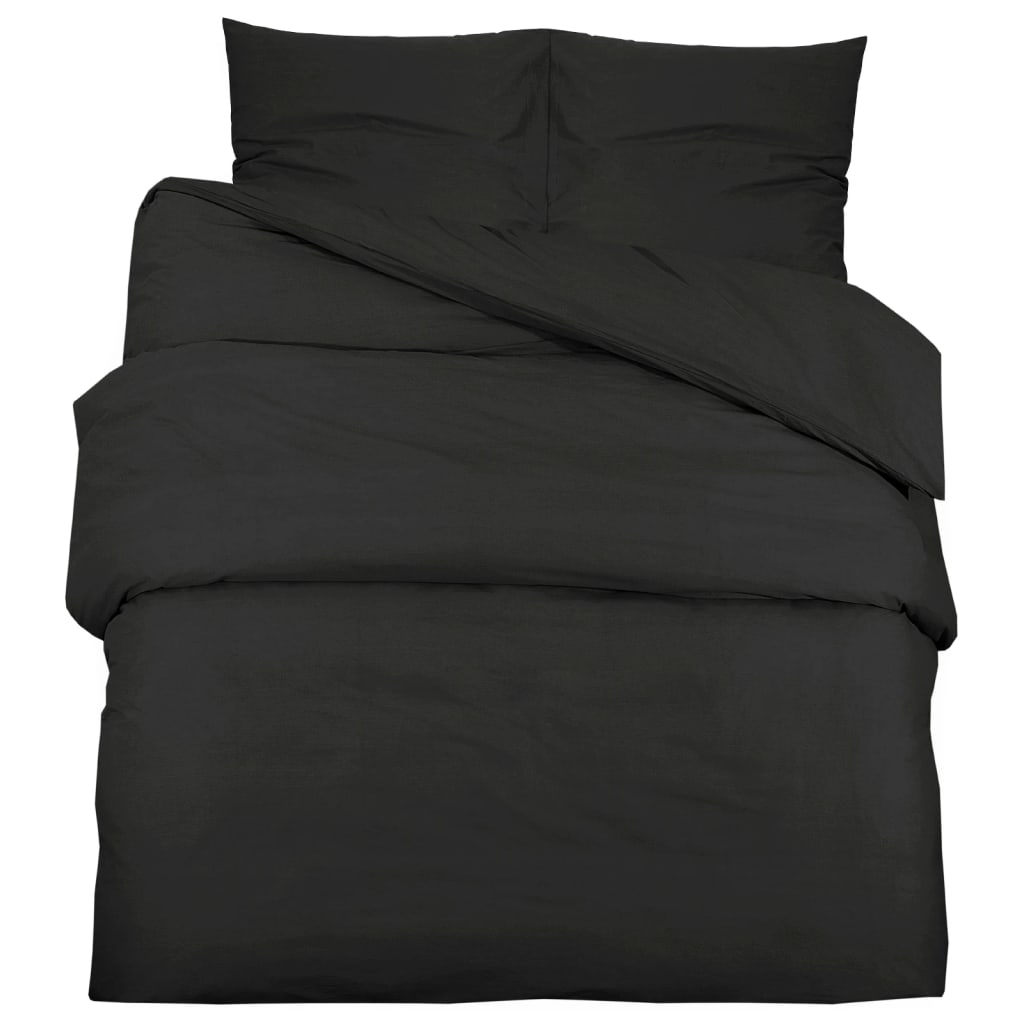 Ensemble de housse de couette | Parures de lit Noir 240x220 cm Microfibre légère CFW33564 - 2