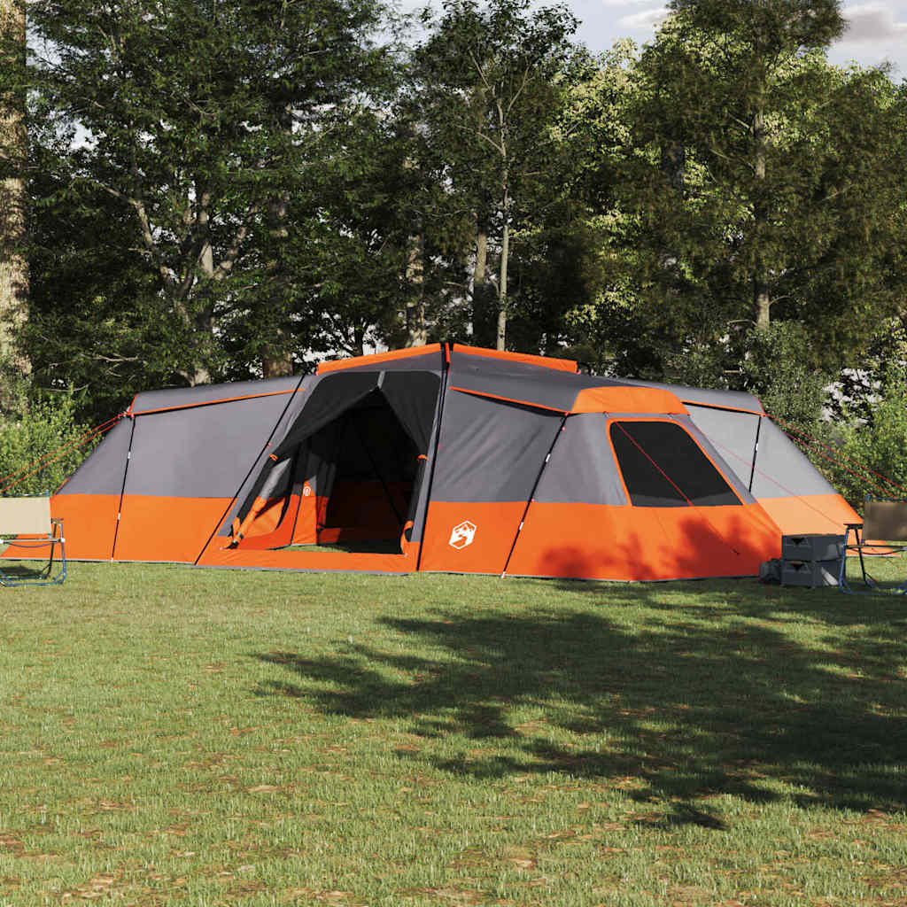 Tienda familiar 16 persona gris y naranja tafetán impermeable vidaxl