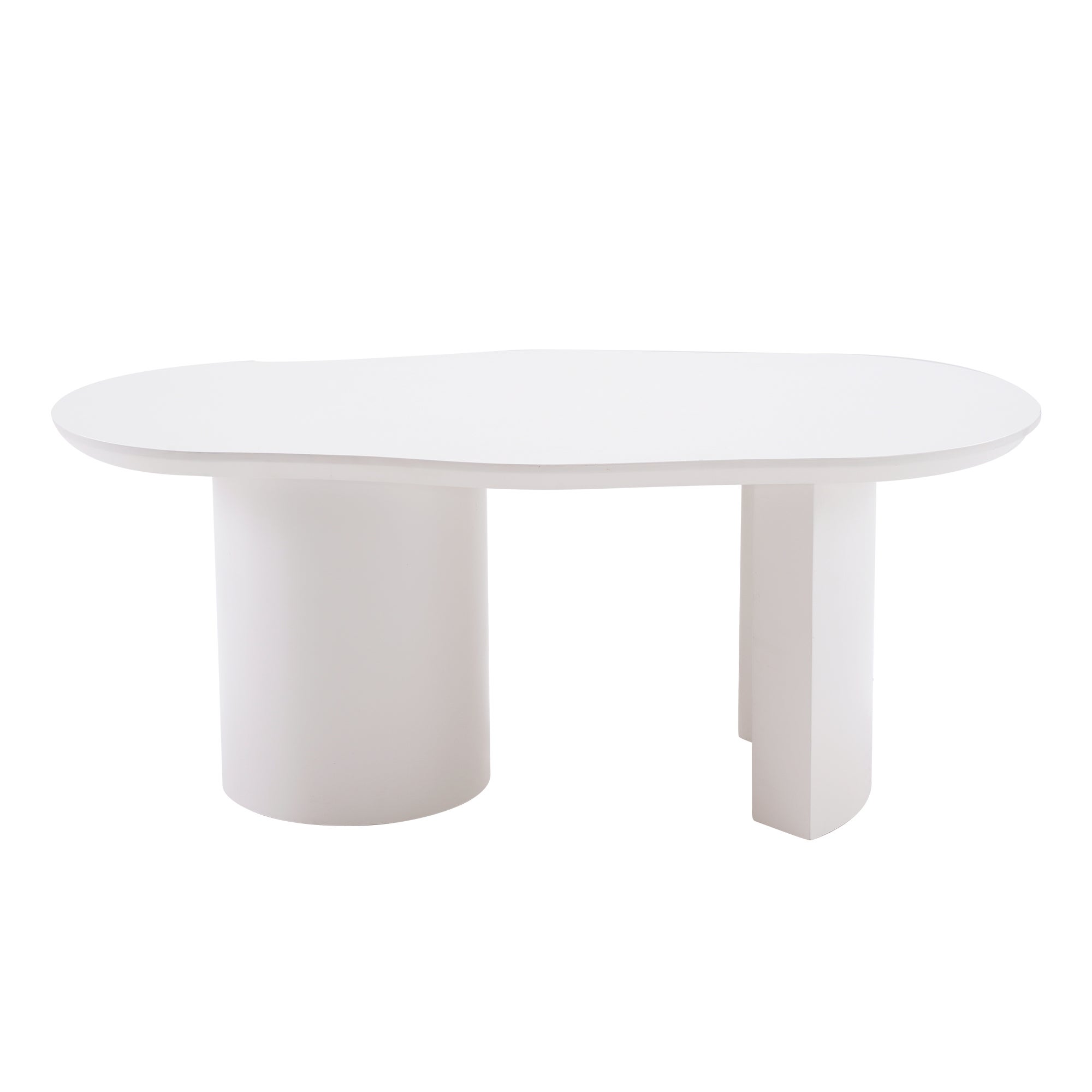 Table basse L 100cm - avec plateau incurvé irrégulier et élégant - Blanc - 4