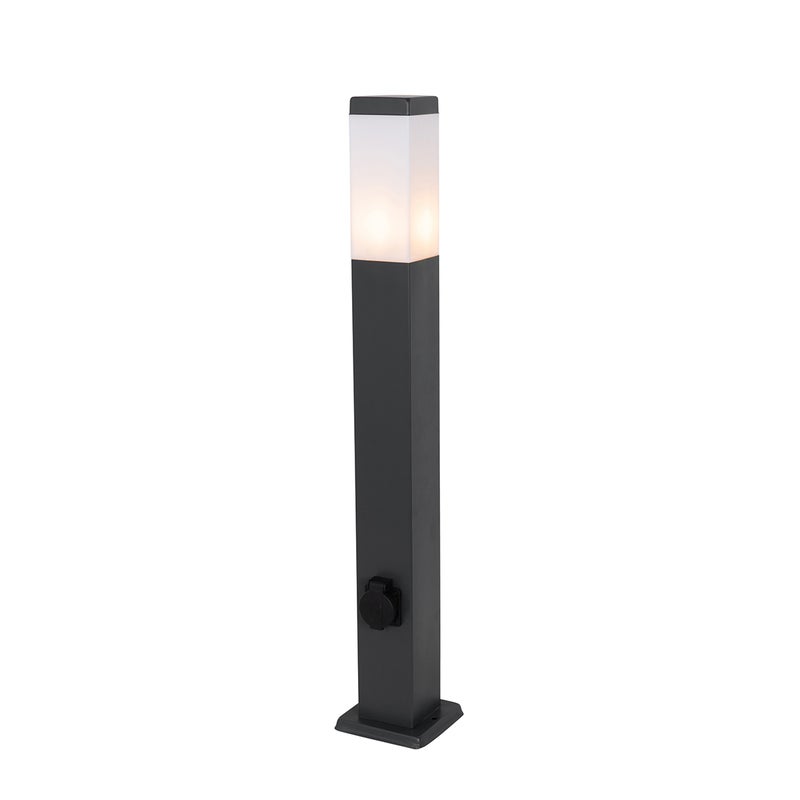 Lampa zewnętrzna ciemnoszara 80 cm z gniazdkiem IP44 - Malios