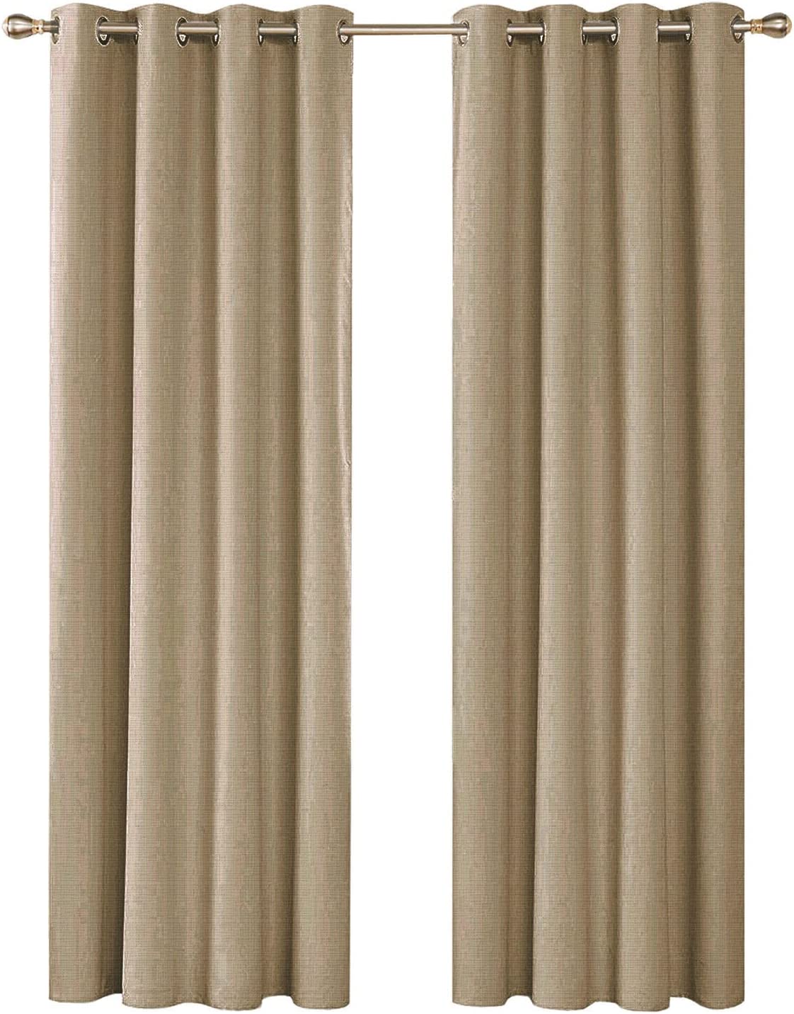 Tenda Porta Finestra Tortora 140x280 cm Tessuto Intrecciato Semitrasparente Coprente Occhielli Acciaio - 2