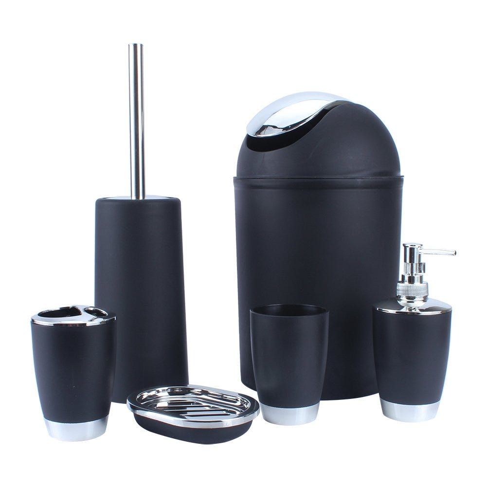 Set di accessori da bagno bianco, decorazione moderna per il bagno, set di 6 accessori da bagno di lusso, completo di dispenser di sapone, portaspazzolino, bicchiere, vassoio Set di accessori da bagno bianco, decorazione moderna per il bagno, set di 6 accessori da bagno di lusso, completo di dispenser di sapone, portaspazzolino, bicchiere, vassoio