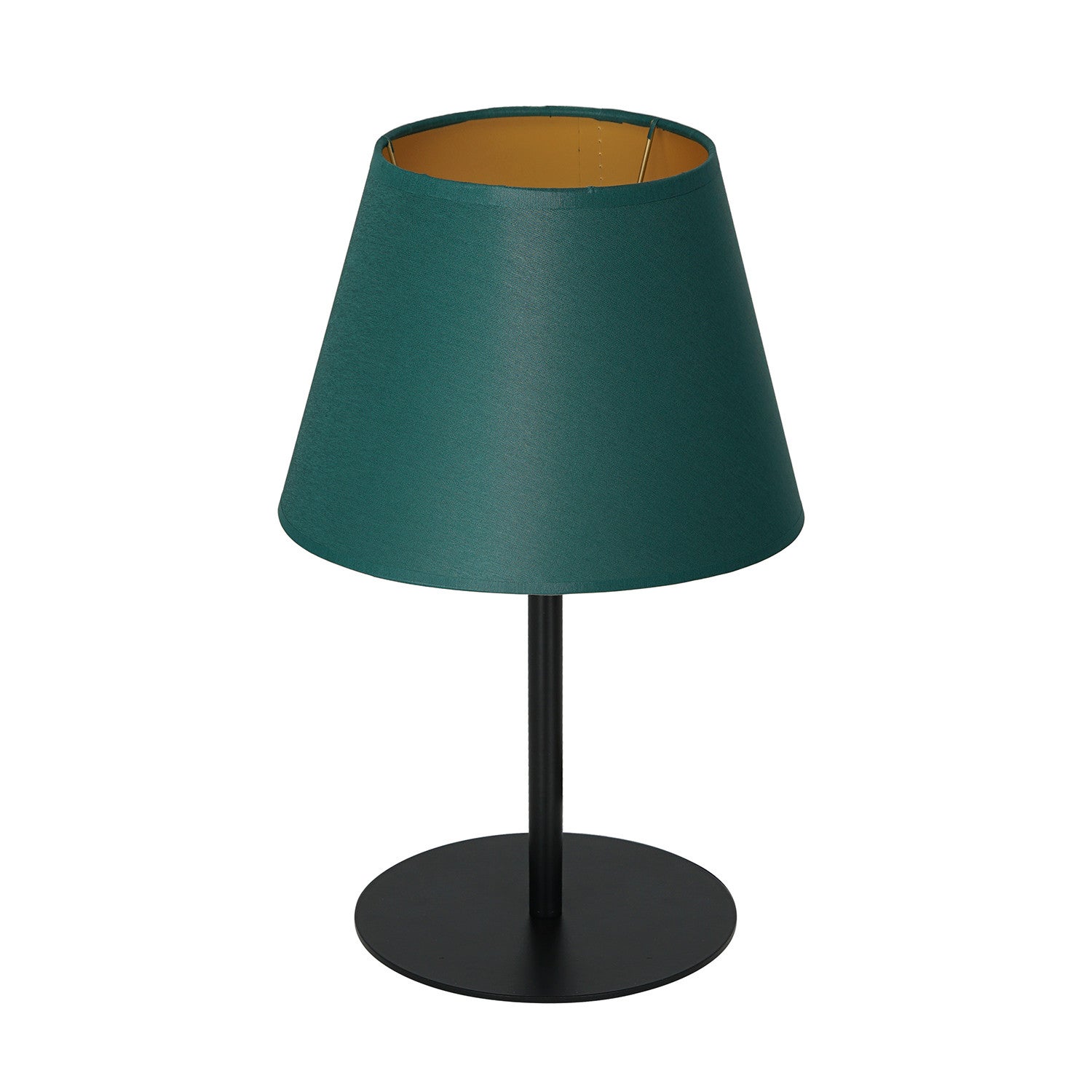 Lampa stołowa czarna 33 cm stożkowy zielony abażur ze złotym wnętrzem Arden 1xE27 15W Luminex