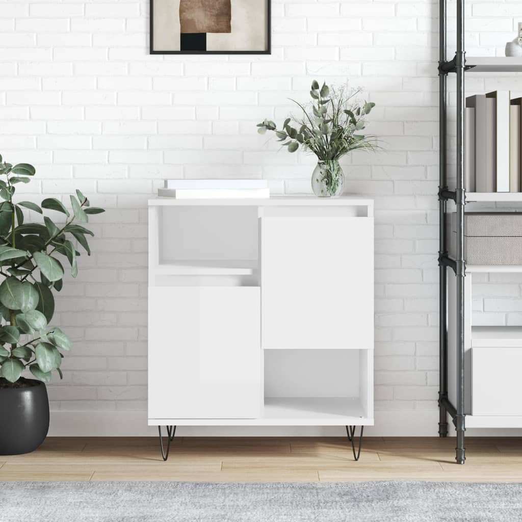 Buffet Blanc Moderne En Bois D'ingénierie – 116x30x75 Cm – 3 Portes, éclairage LED – Pour Salon/salle à Manger