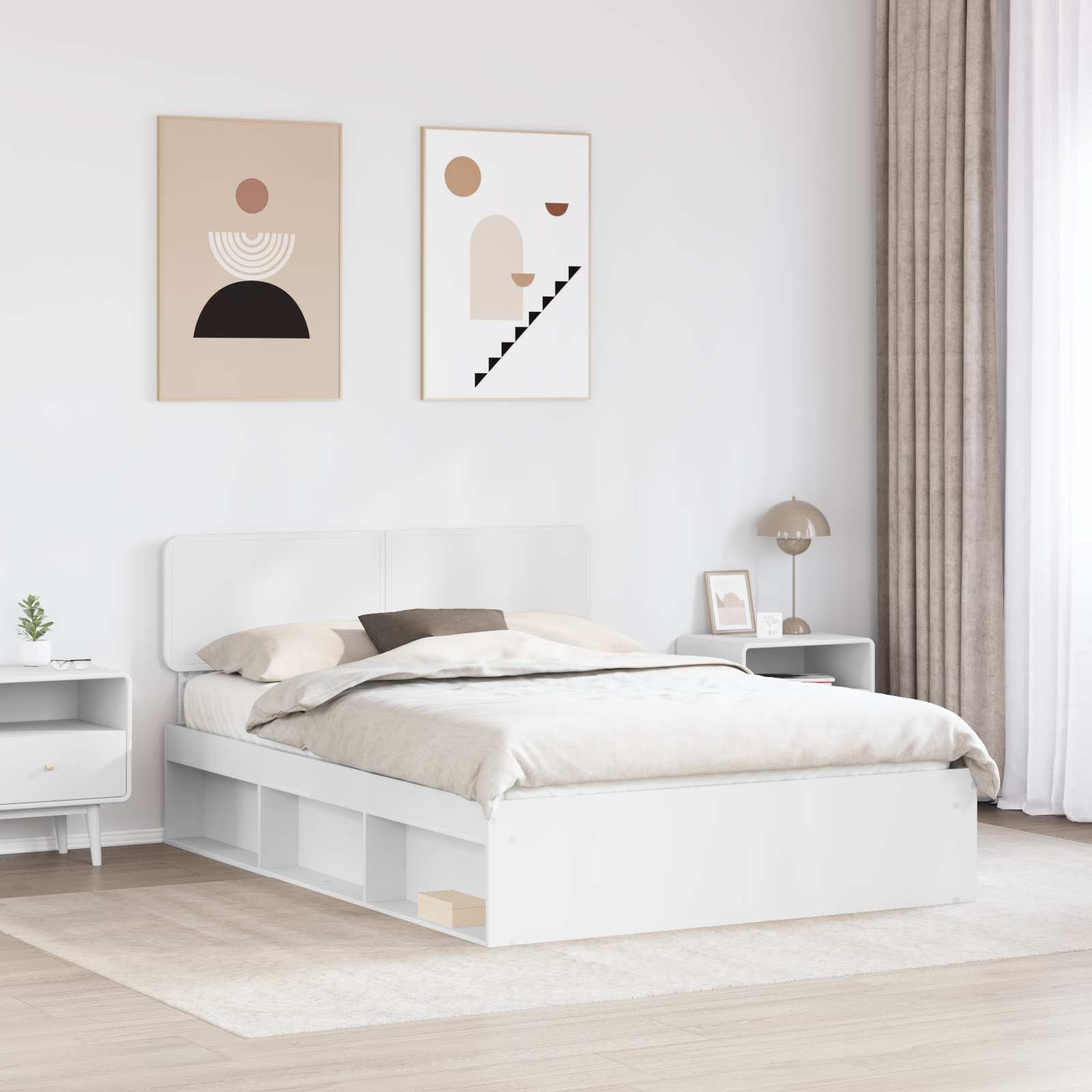 Cadre de lit avec tête de lit, blanc, 140 x 200 cm, pin massif - 3